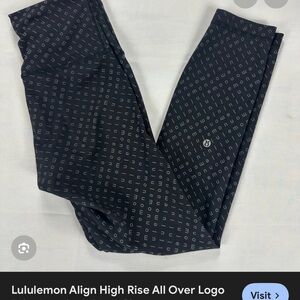 Lululemon Gray Logo Print Leggings 25” size 4
